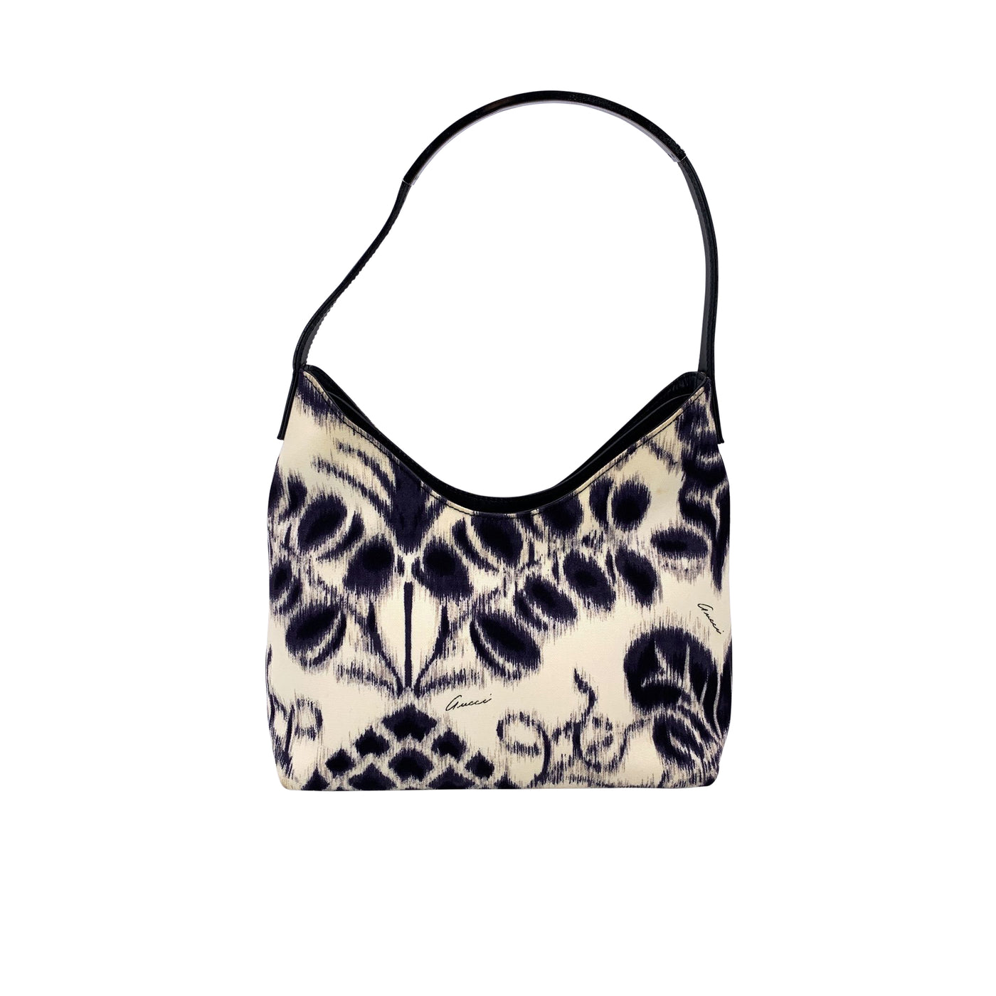 Gucci Vintage Black Nylon Canvas Hobo Shoulder Bag Tote