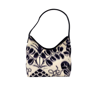 Gucci Vintage Black Nylon Canvas Hobo Shoulder Bag Tote