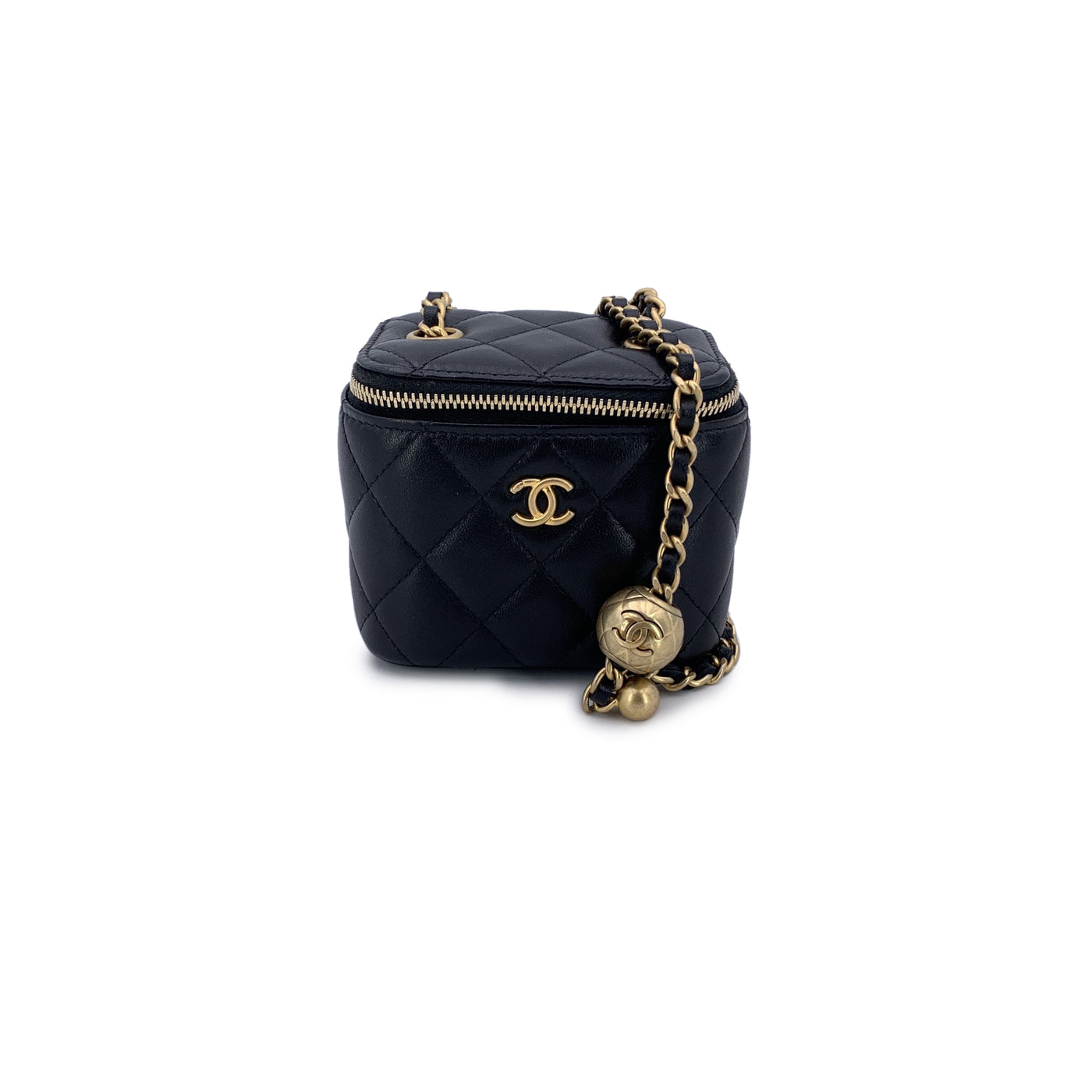 Chanel Black Quilted Leather Mini Vanity Case Crossbody Bag