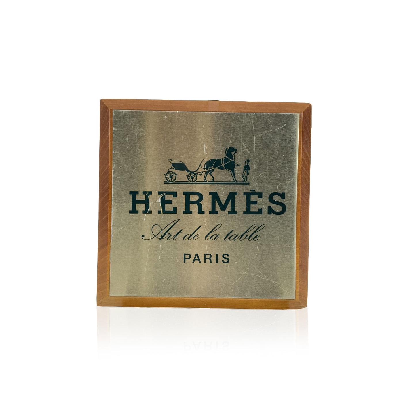 Hermes Vintage Art de la Table Wood Shelf Talker Square Plate