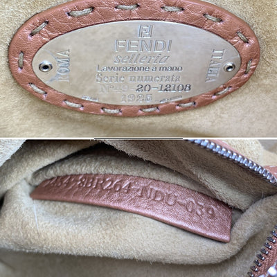 Fendi Selleria Pink Rose Metallic Leather Devil Trapezio Hobo Bag