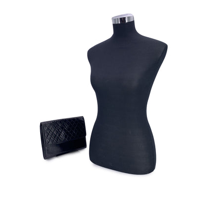 Yves Saint Laurent Vintage Black Diamond Quilted Leather Clutch Bag