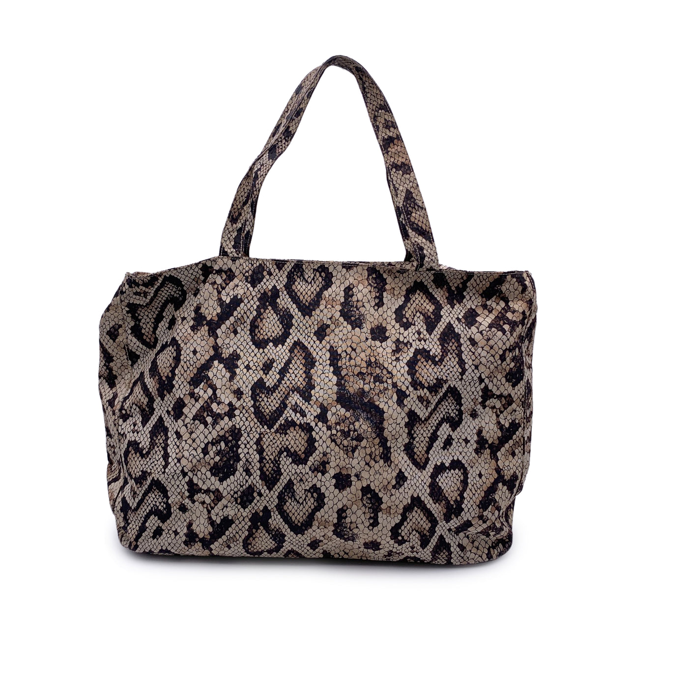 D&G Dolce & Gabbana Beige Animalier Pattern Nylon Tote Bag