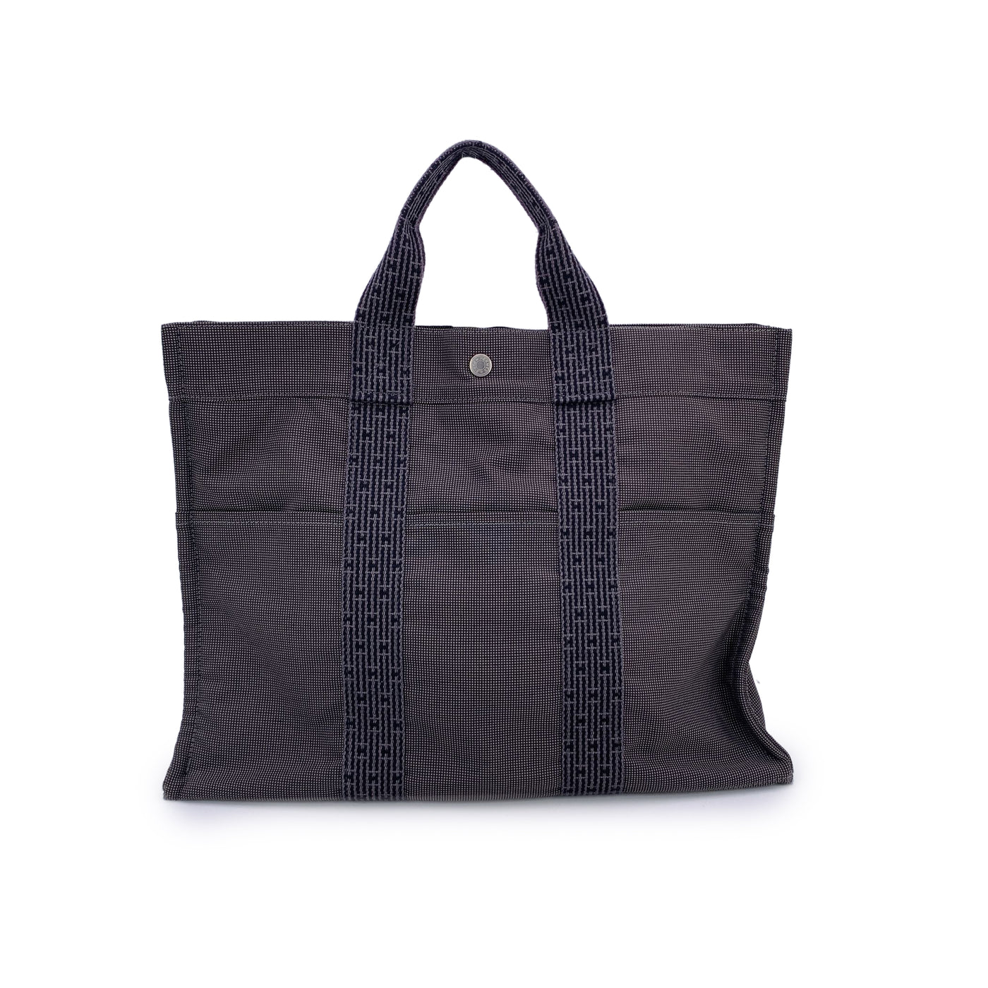 Hermes Paris Grey Canvas Her Line Herline MM Yale Tote Bag