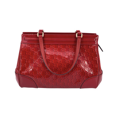 Gucci Red Guccissima Patent Leather Mayfair Tote Bag