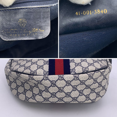 Gucci Vintage Navy Blue Monogram Canvas Rounded Shoulder Bag
