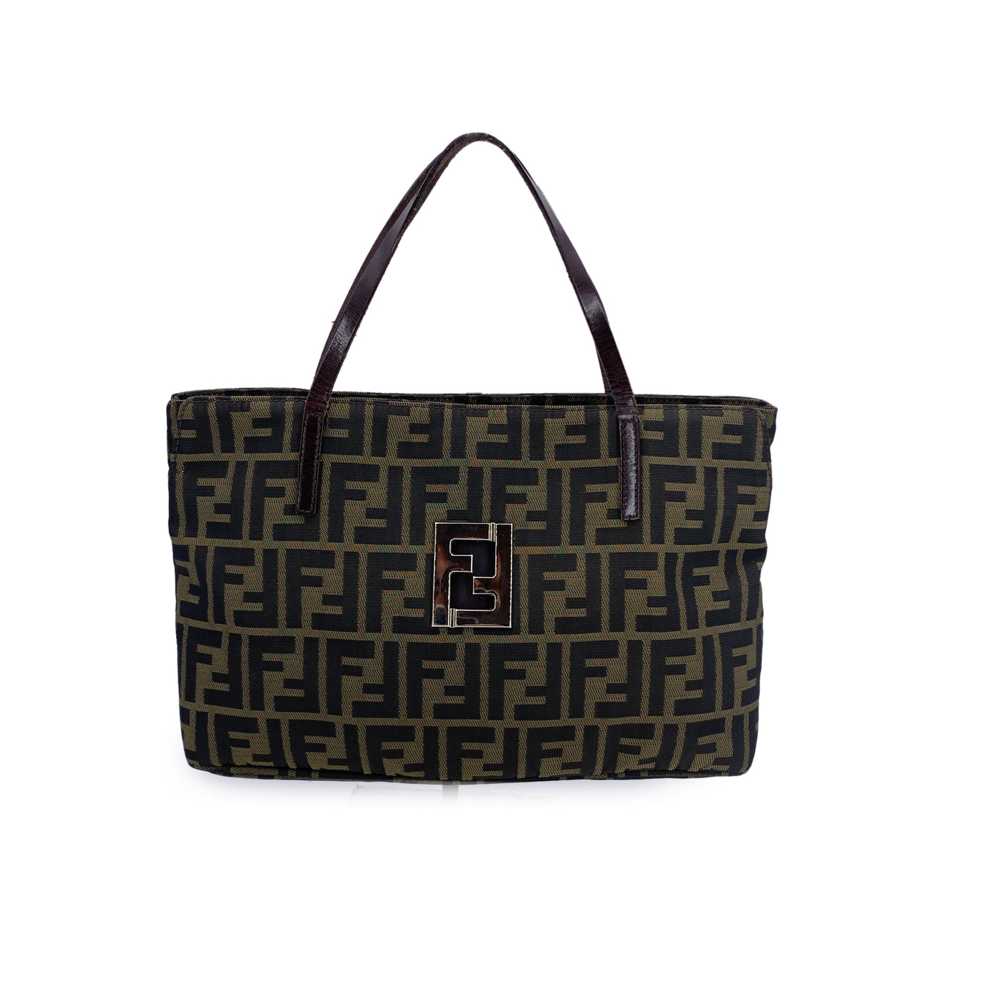 Fendi Zucca Monogram Canvas Cut Out FF Logo Tote Bag