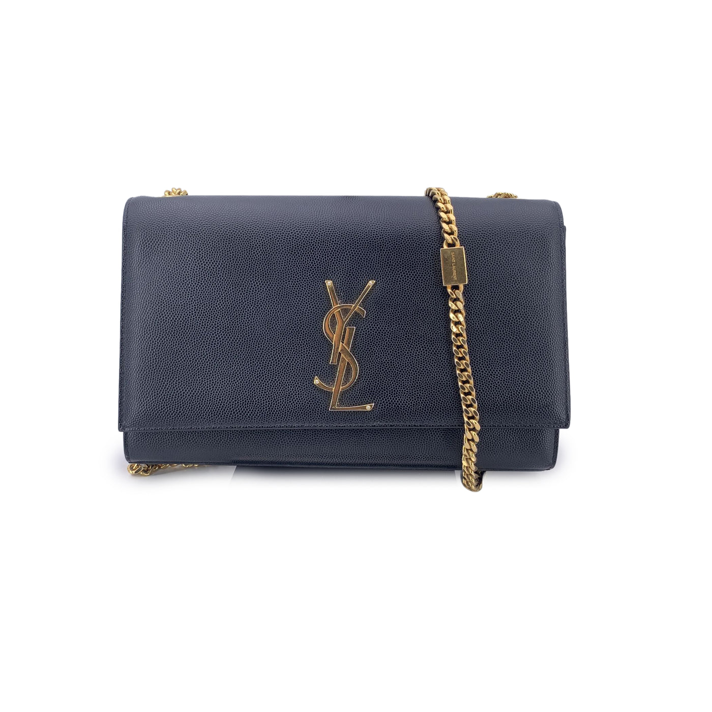 Saint Laurent Black Leather Logo Kate Medium Shoulder Bag