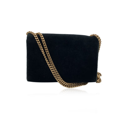 Saint Laurent Dark Green Velvet Logo Kate Tassel Clutch Shoulder Bag