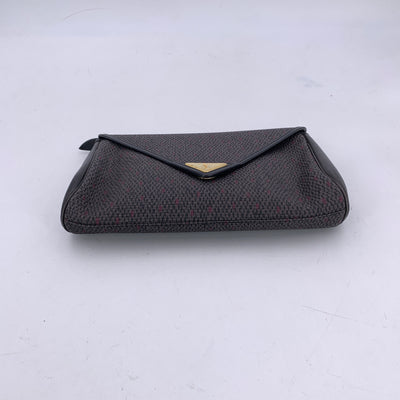 Yves Saint Laurent Vintage Grey BlackTextured Canvas Clutch Bag