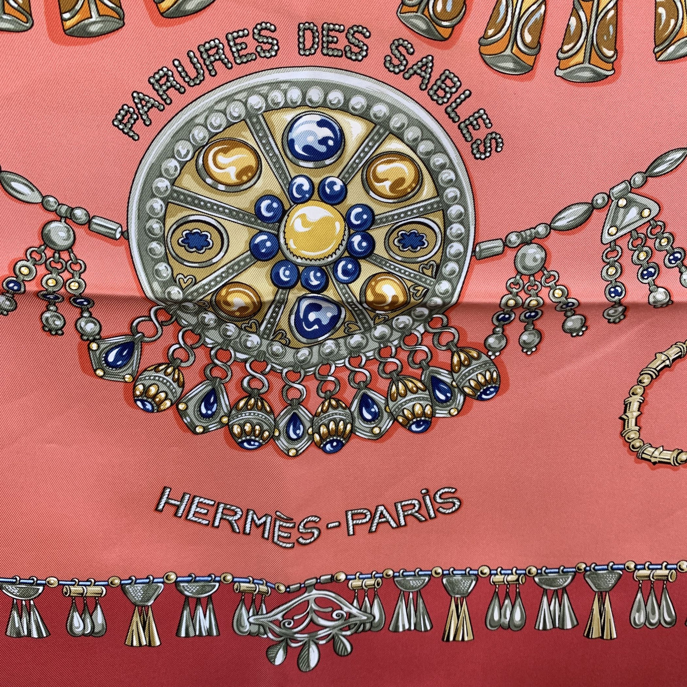 Hermes Paris Vintage Silk Scarf Parures Des Sables 1988 Bourthoumieux