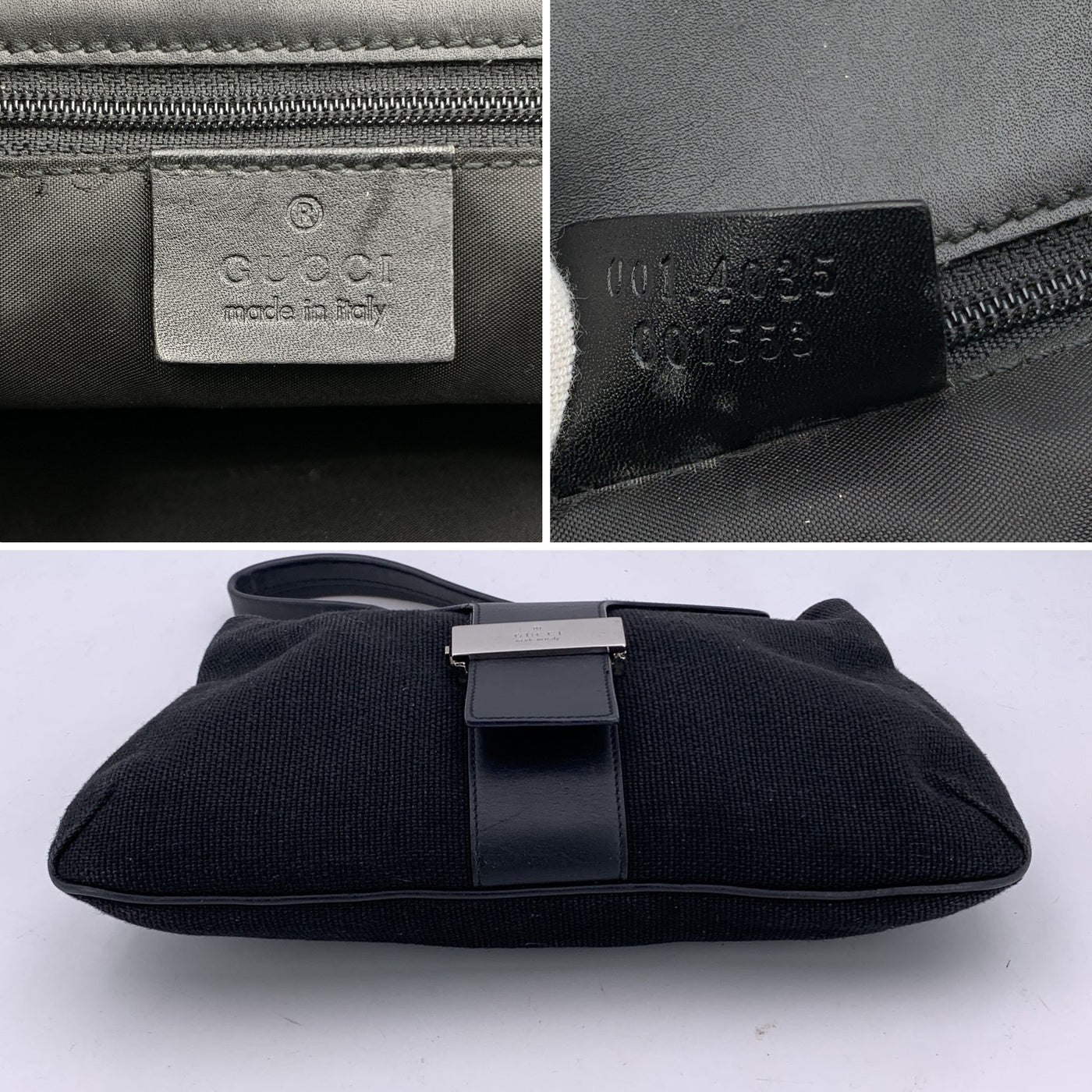 Gucci Black Canvas and Leather Flap Shoulder Bag