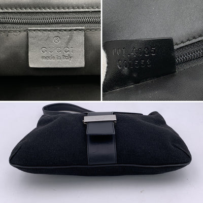 Gucci Black Canvas and Leather Flap Shoulder Bag