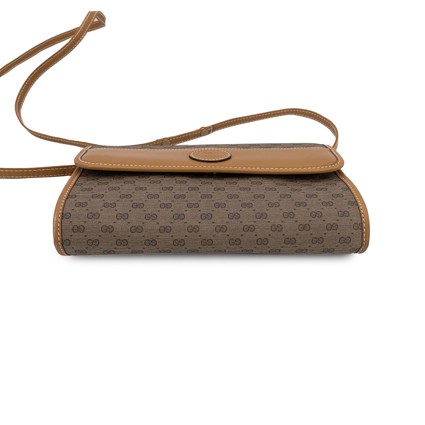 Gucci Vintage Beige Monogram Canvas Small Convertible Crossbody Bag