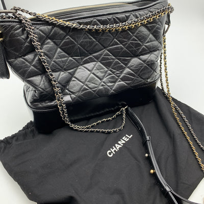 Chanel Black Quilted Leather Gabrielle Large Hobo Shoulder Bag