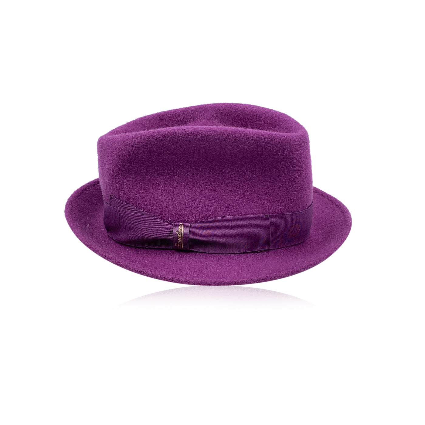 Borsalino Purple Felt Wool Hat with Ribbon One Size