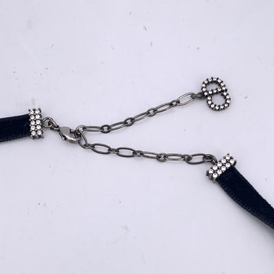 Christian Dior Black Velvet J'Adior Rhinestones Chocker Necklace