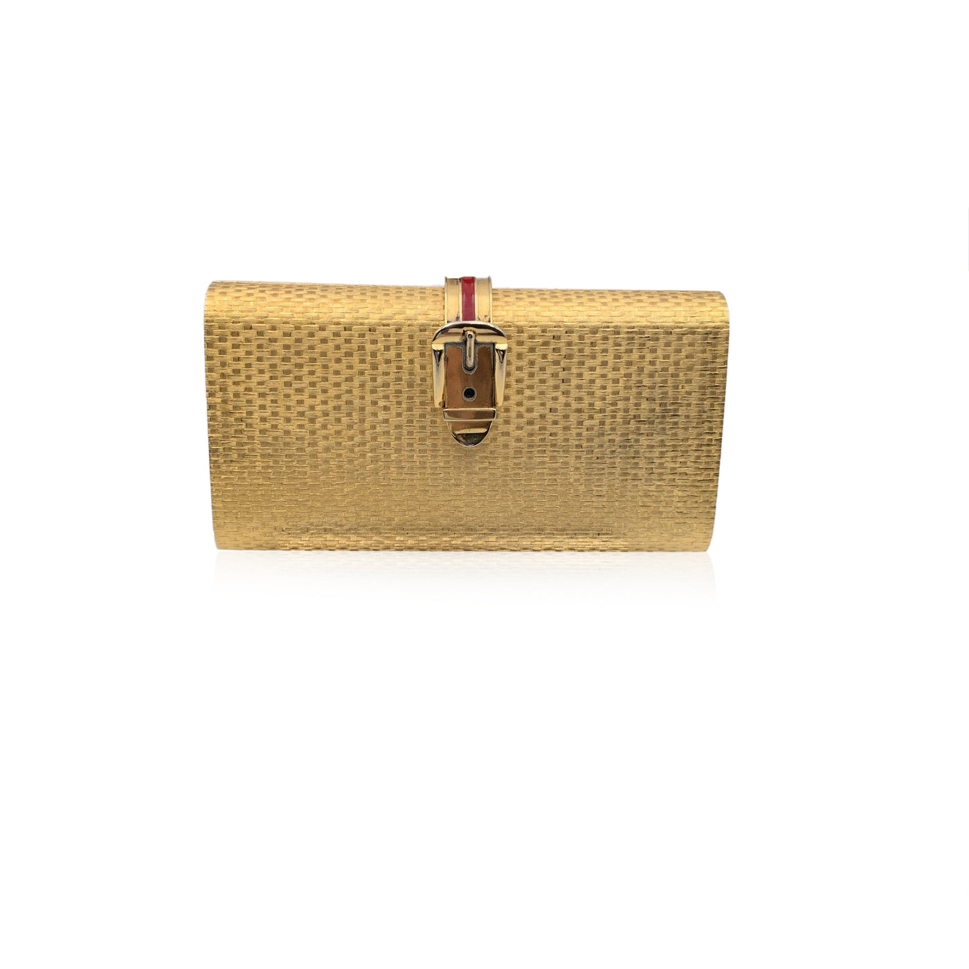 Gucci Vintage Rare Gold Metal Basket Look Evening Clutch Bag