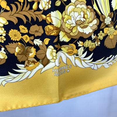 Hermes Vintage Yellow Silk Scarf Aladin 1972 Francoise Heron