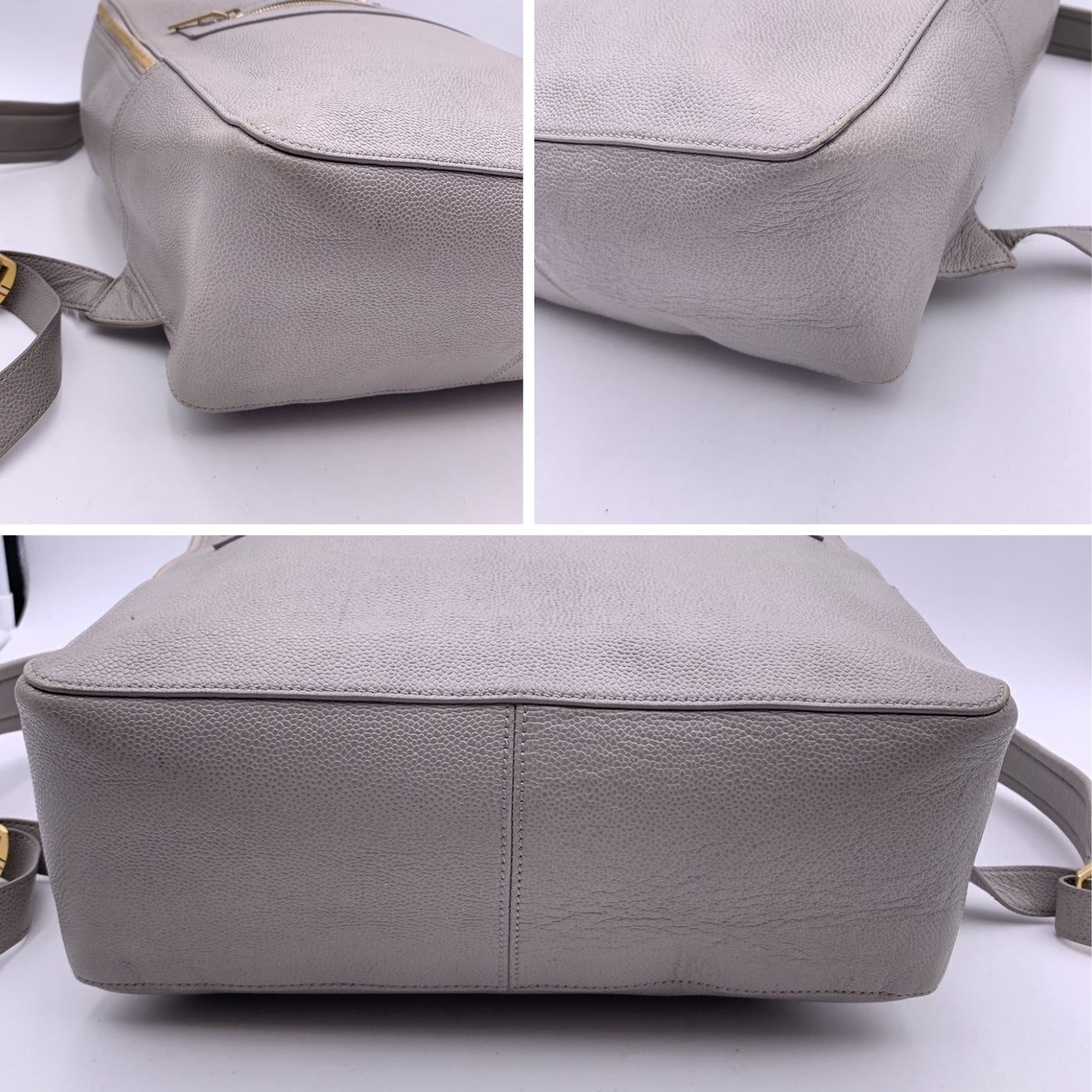 Thom Browne Grey Pebble Grain Leather Classic Backpack Bag