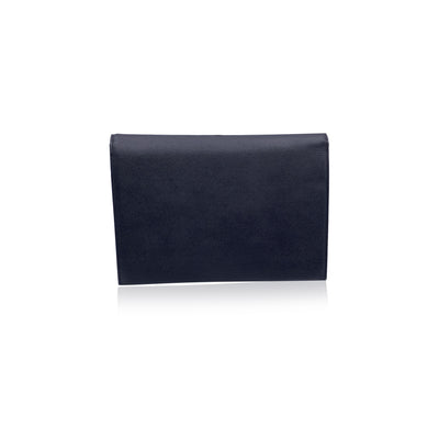 Yves Saint Laurent Vintage Black Leather Asymmetric Clutch Bag