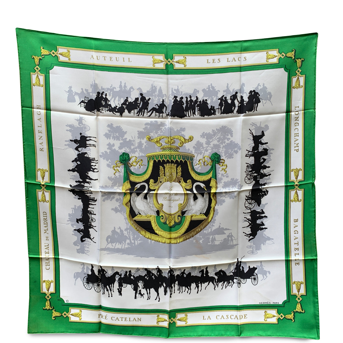 Hermes Paris Vintage Silk Scarf Le Bois De Boulogne 1957 Hugo Grygkar