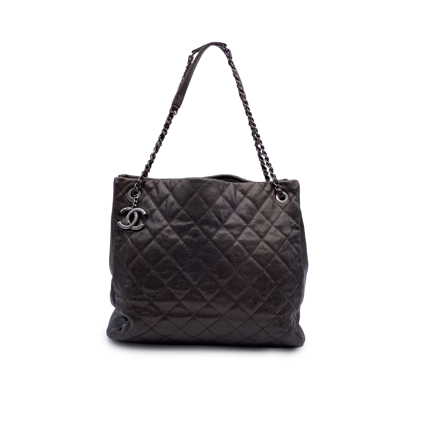 Chanel Brown Quilted Caviar Leather Chic Shopping Tote Bag