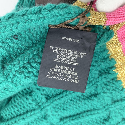 Gucci Green Cable Knit Unisex Wool Blend Scarf 25 x 180 cm