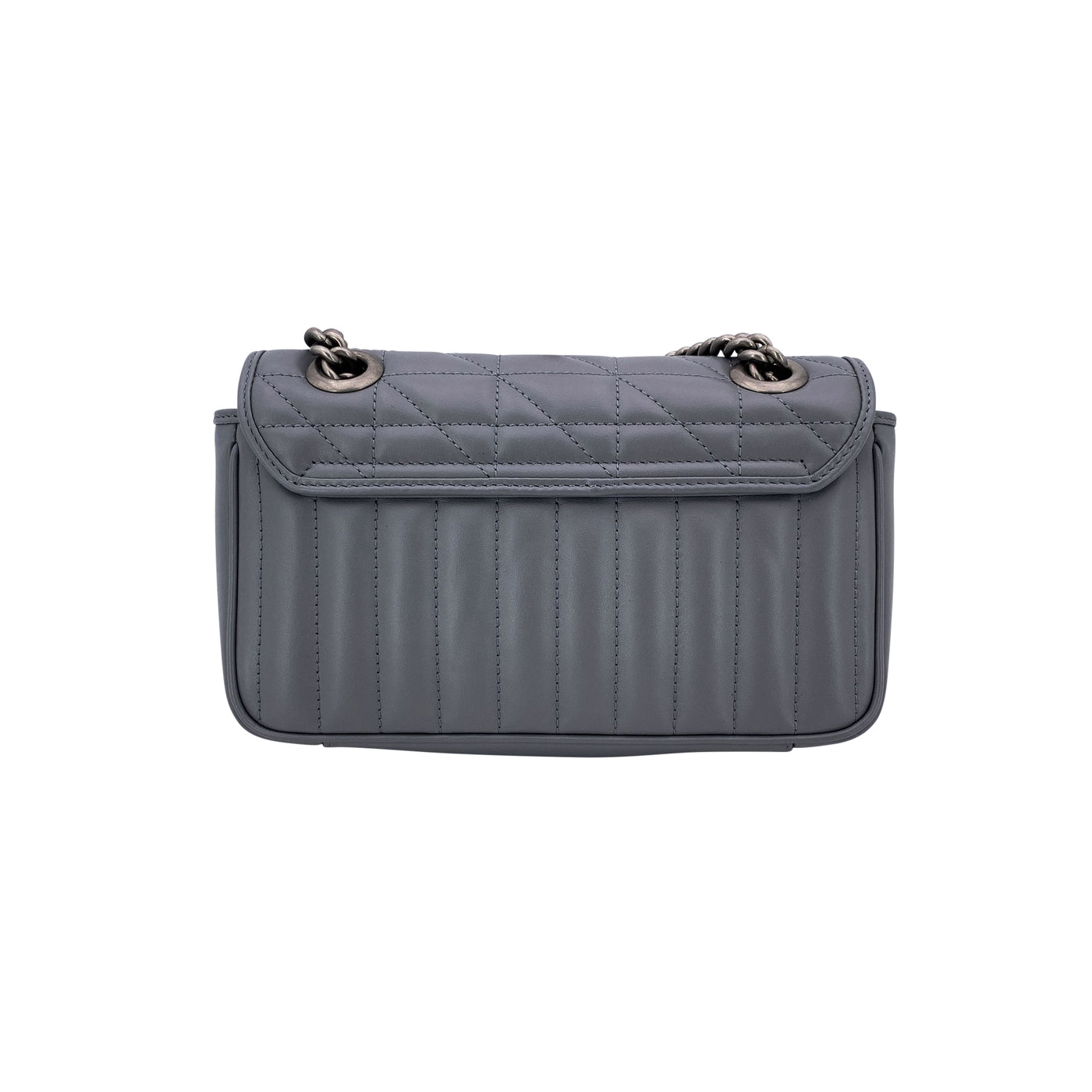 Gucci Grey Quilted Leather Mini GG Marmont Matelassè Crossbody Bag