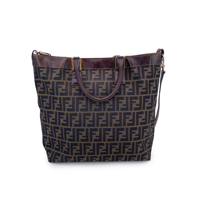 Fendi Vintage Zucca Monogram Canvas Tote Shoulder Bag with Strap