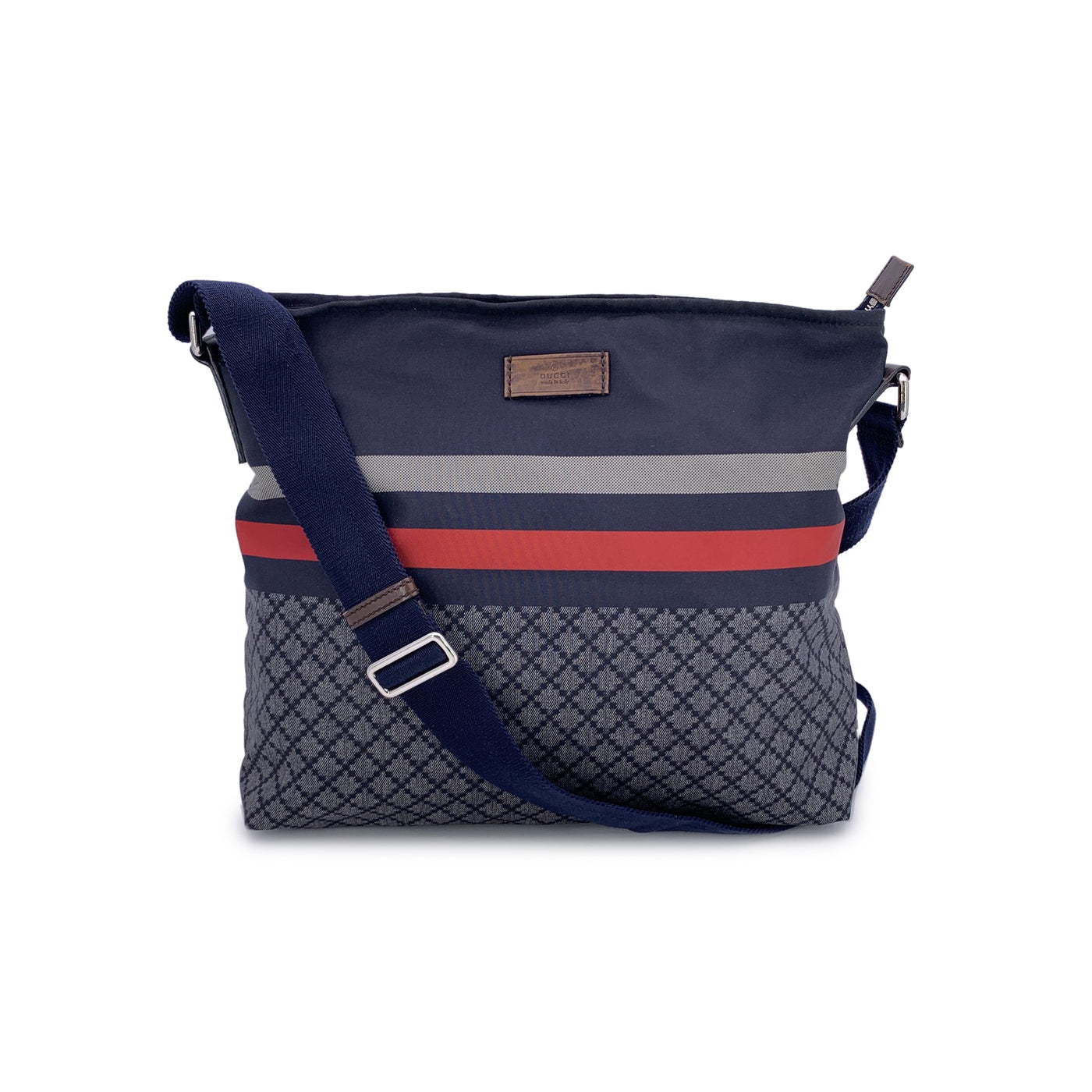 Gucci Blue Diamond Nylon Canvas Crossbody Messenger Bag