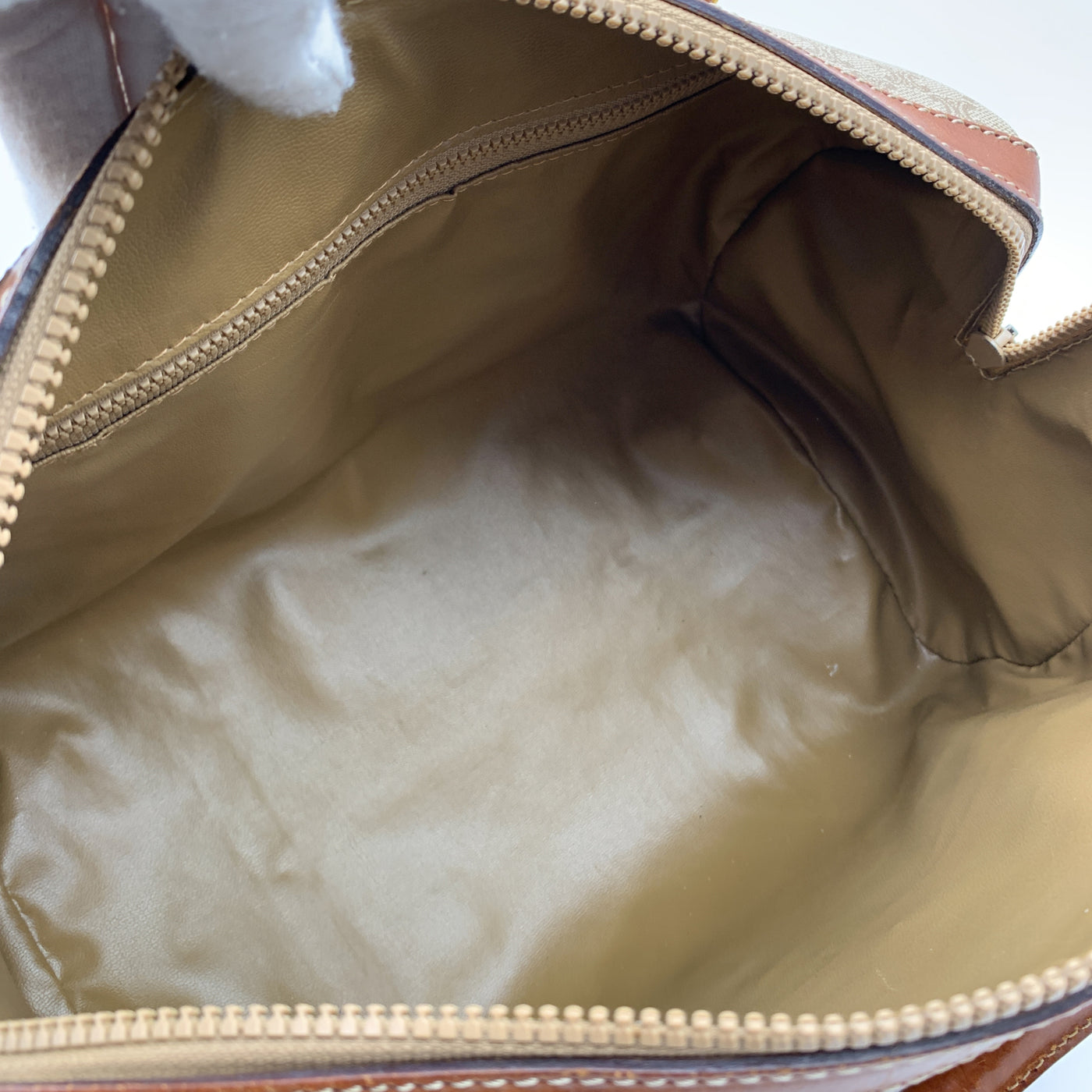 Celine Vintage Beige Macadam Canvas Duffel Duffle Boston Bag