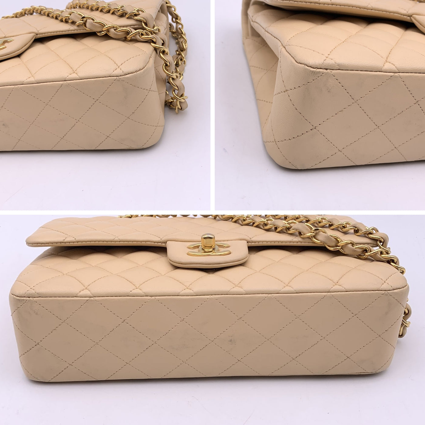 Chanel Beige Quilted Timeless Classic 2.55 Shoulder Bag 25 cm