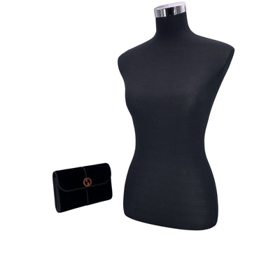 Gucci Vintage Black Velvet GG Logo Evening Bag Clutch