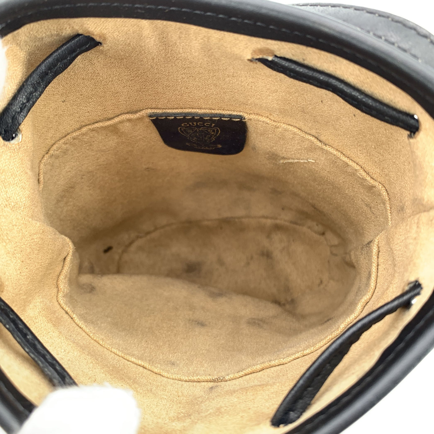 Gucci Vintage Black Leather Drawstring Mini Bucket Bag
