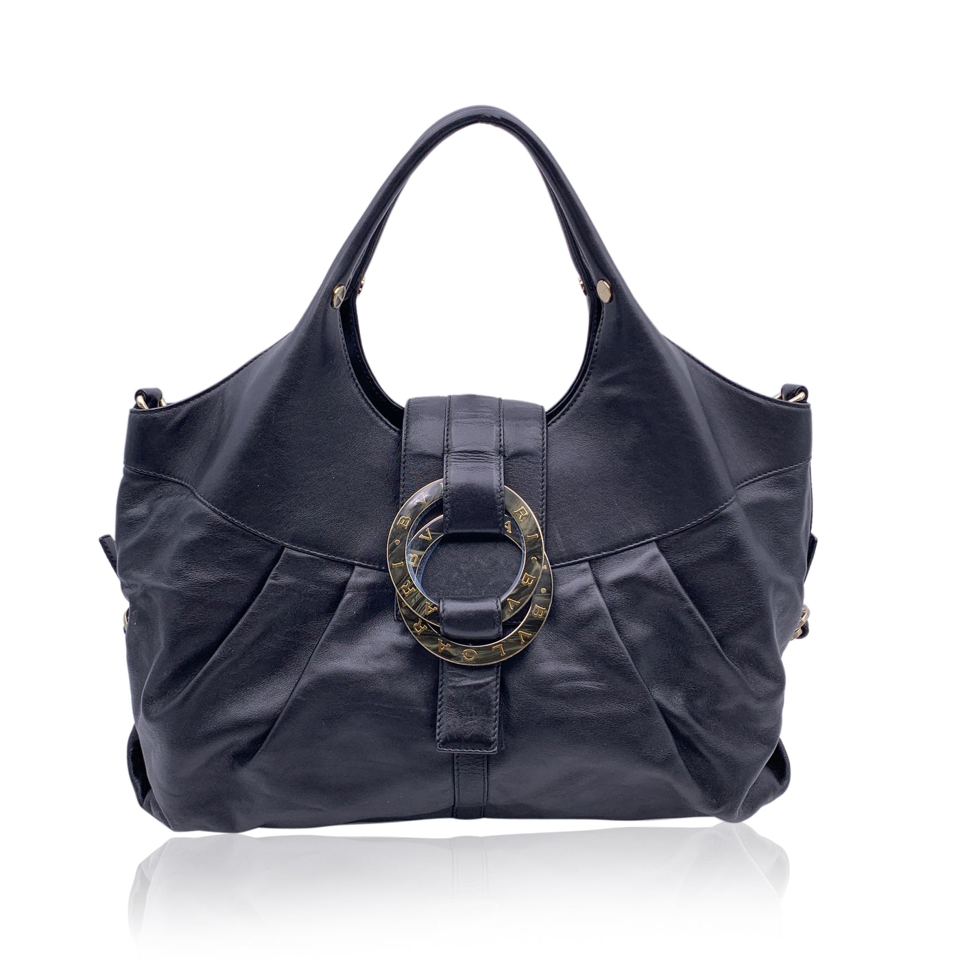 Bulgari Bvlgari Black Leather Chandra Hobo Shoulder Bag