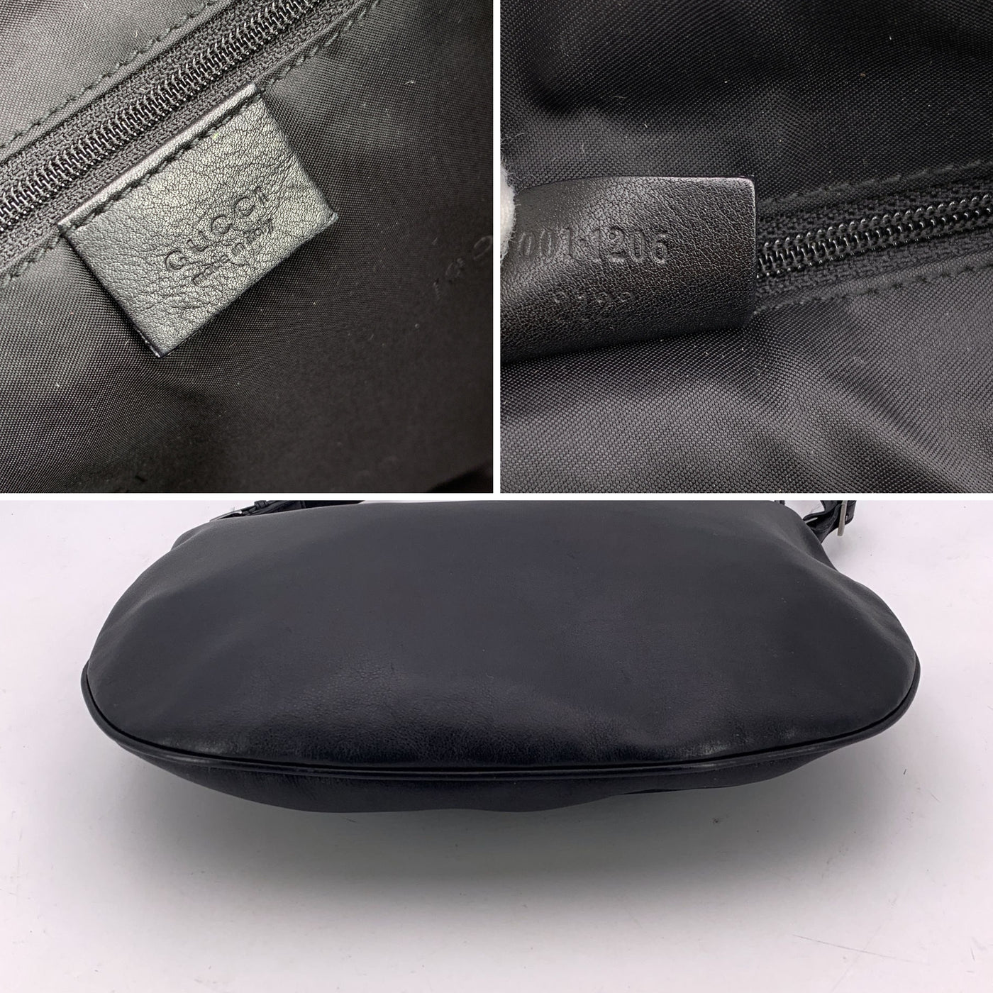 Gucci Black Leather Halfmoon Hobo Shoulder Bag