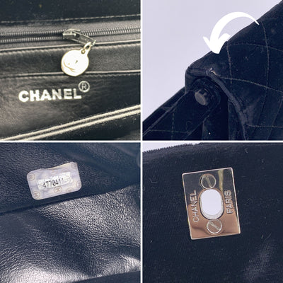 Chanel Vintage 90s Black Quilted Velvet Flap Shoulder Bag