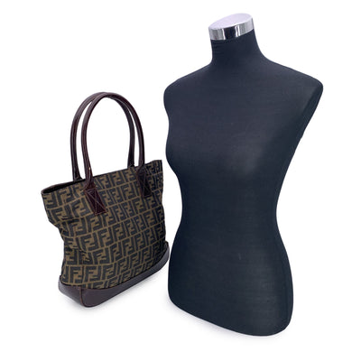 Fendi Vintage Zucca Monogram Canvas Tote Handbag Shoulder Bag