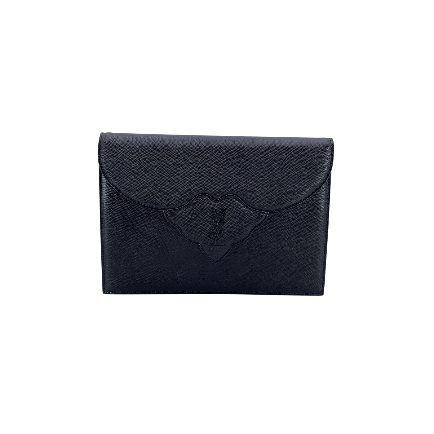 Yves Saint Laurent Vintage Black Leather YSL Clutch Bag Handbag