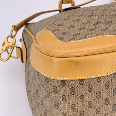 Gucci Vintage Beige Monogram Canvas Satchel Bag with Strap