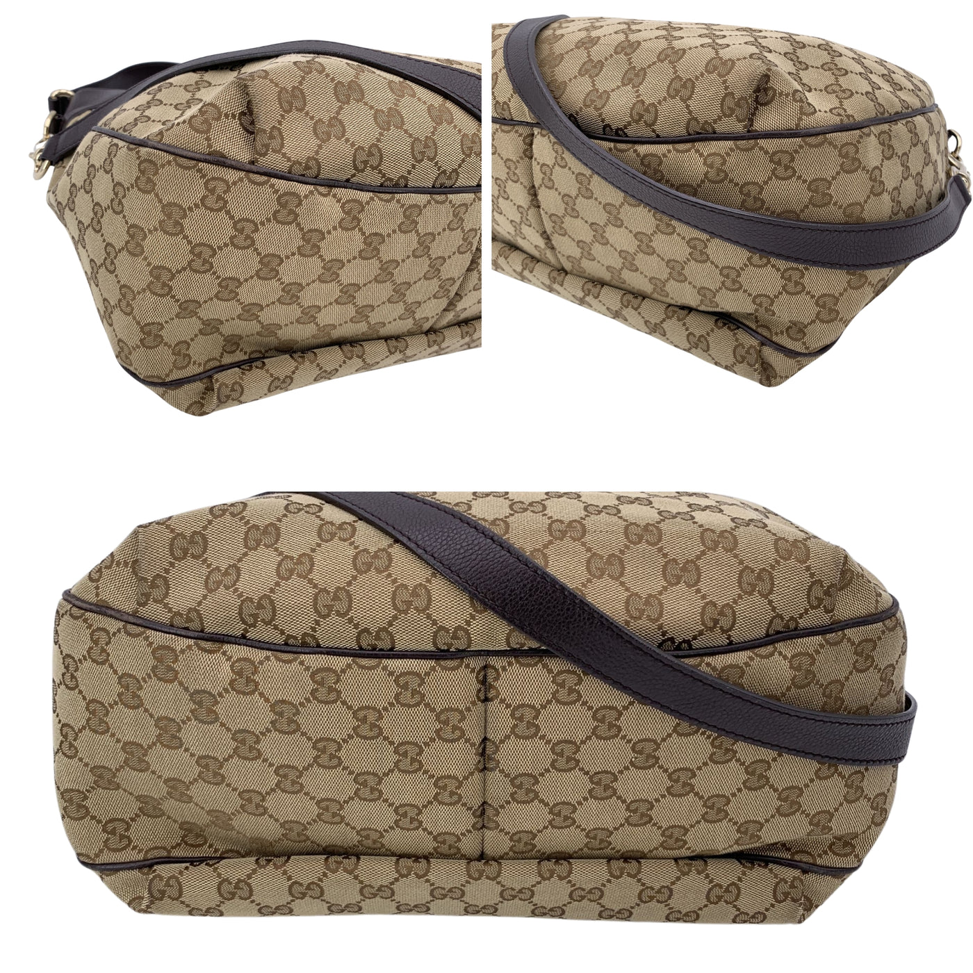 Gucci Beige Monogram Canvas Dressage Hobo Shoulder Bag