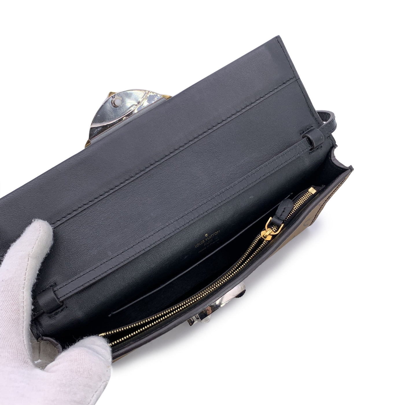 Louis Vuitton Monogram Reverse Canvas Column Clutch Pochette Bag