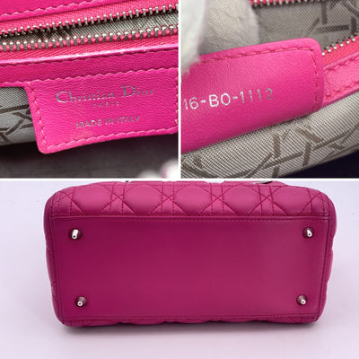 Christian Dior Pink Leather Cannage Quilted Small Lady Dior Bag