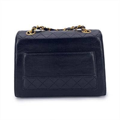 Chanel Vintage Black Quilted Trim Leather Trapeze Crossbody Bag