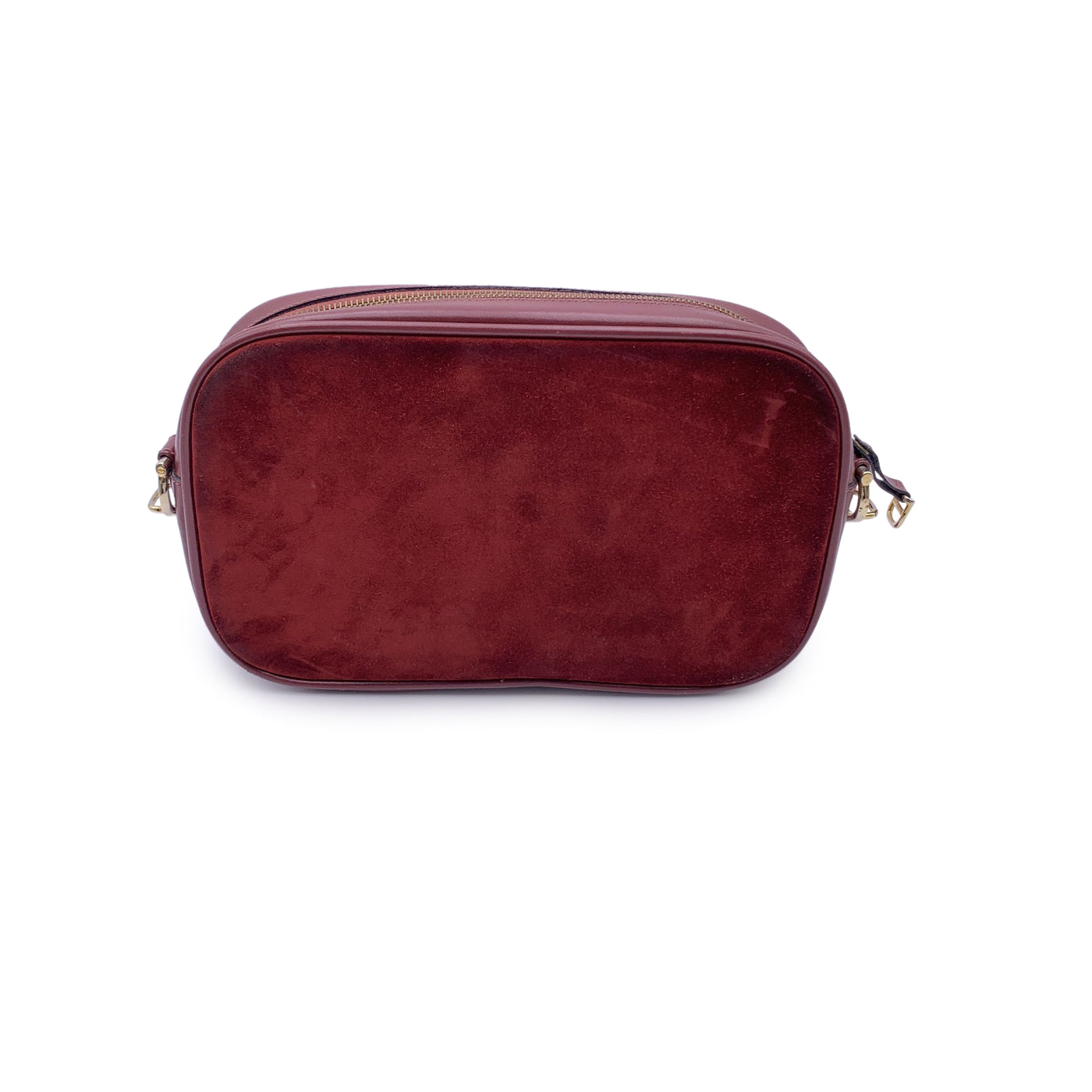 Cartier Vintage Burgundy Suede and Leather Clutch Pochette