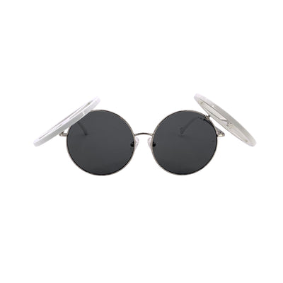Yazbukey x Linda Farrow White Round Peace Sunglasses Yaz/8/1 145 mm
