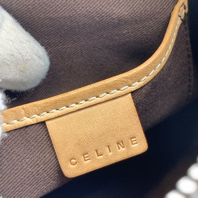 Celine Vintage Brown Macadam Canvas Shoulder Bag Tote