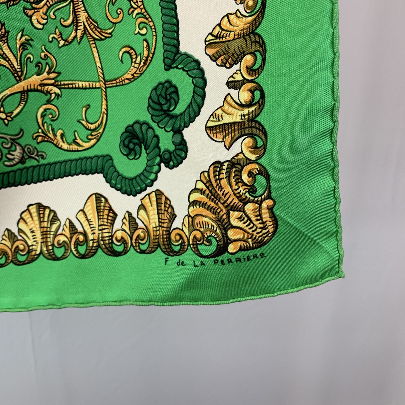 Hermes Vintage Silk Scarf Ludovicus Magnus de la Perriere Defects