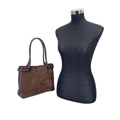 Gucci Brown Suede Leather Horsebit Detailing Tote Shoulder Bag